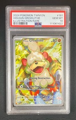 PSA 10 GEM MINT Hisuian Growlithe 181/167 Twilight Masquerade Pokemon Graded Card